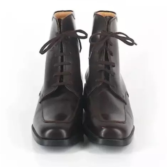 Tod's Women’s Brown Lace-Up Square-Toe Boots Size 39 - Picture 1 of 12